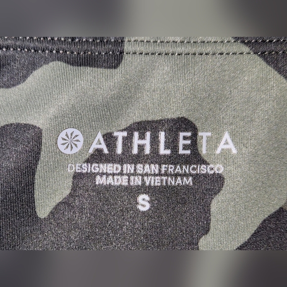 Athleta Contender 7/8 Leggings Womens Size Small Green Camo Stretch Shaping - Picture 4 of 11